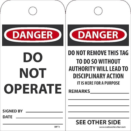 NMC TAGS, DANGER DO NOT OPERATE,  RPT1G